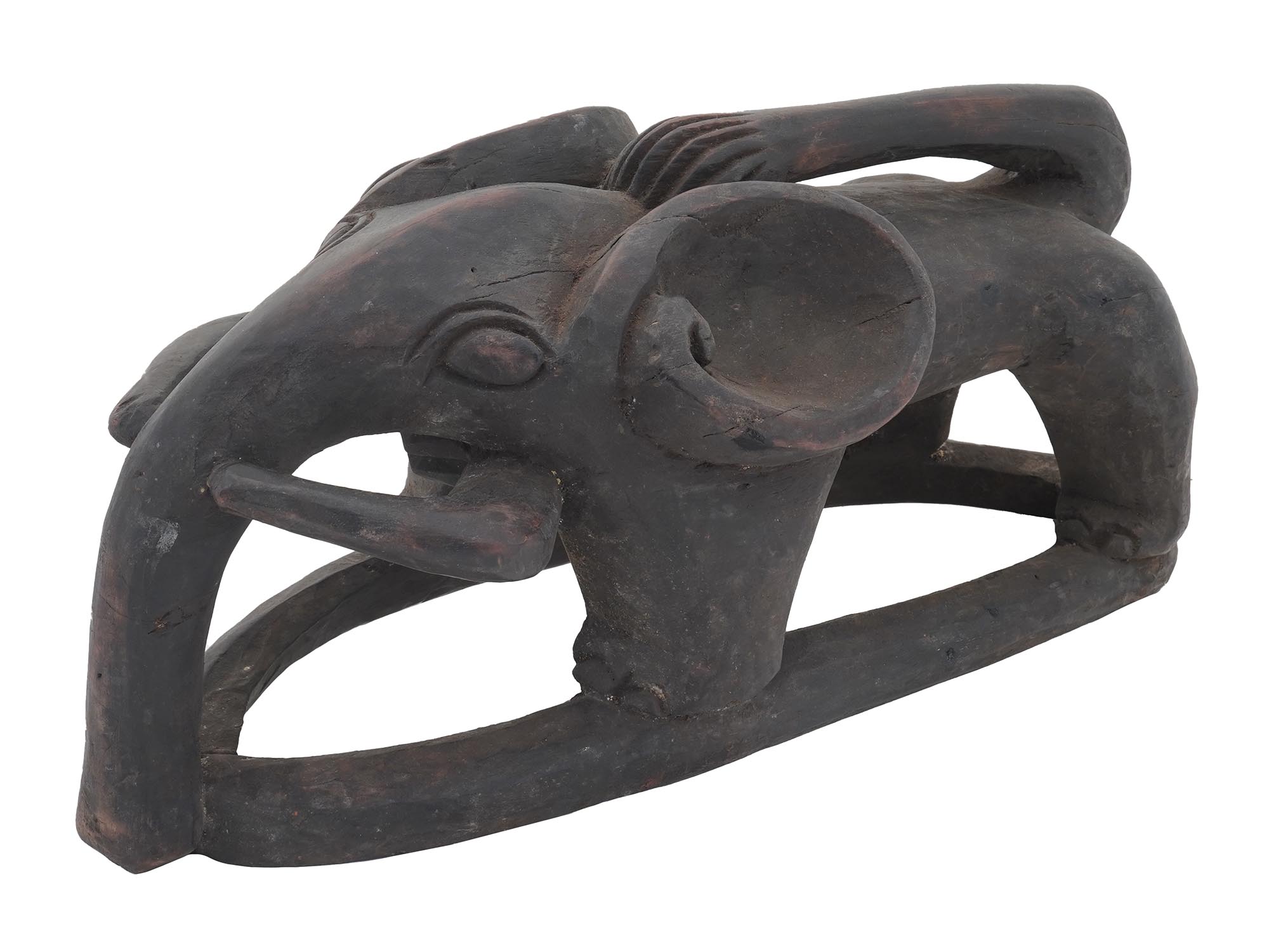 AFRICAN CONGO CARVED WOODEN FIGURINE OF ELEPHANT PIC-